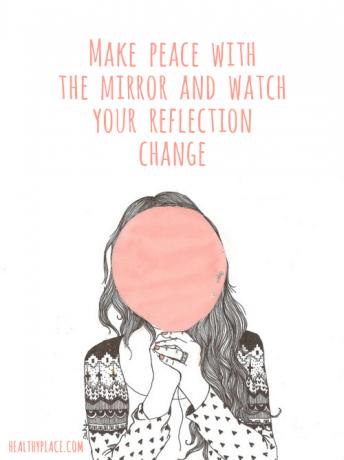 Cytat dotyczący zaburzeń odżywiania - Zawrzyj pokój z lustrem i obserwuj, jak zmienia się twoje odbicie.