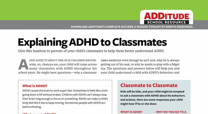 Wyjaśnianie ADHD kolegom z klasy
